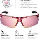 Polarized Sports Sunglasses for Men Women Wrap Around UV400 Running Baseball Softball Cycling Driving Glasses (Red)