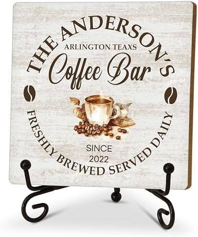 Funny Office Desk Decor, Coffee Bar Accessories, Coffee Bar Wooden Sign, Birthday Christmas Inspirational Gifts for Women Men Family Friends, Cute Cool Desk Accessories for Home Office-D15, Pack of 2