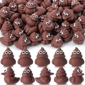 Chunful 50 Pcs Mini Poop Duck Figures Small Poo Duck Figurines Toys Fake Poop Classic Rubber Poo for Prank Hide Seek Goodie Bags Piata Party Supplies Gifts Boxes (Brown)