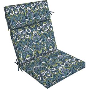 Arden Outdoor Chair Cushion, 21 x 20, Rain-Proof, Fade Resistant Sapphire Aurora Blue Damask