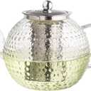 Glass Teapot with Removable Infuser, 50oz/1500ml Vintage Clear Tea Kettle Stove-top Safe for Coffee Blooming Flower Tea and Loose Leaf