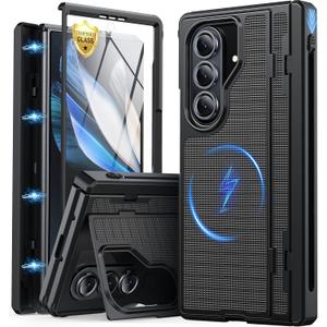 Oterkin Magnetic for Samsung Galaxy Z Fold 7 Case Built-in Screen Protector [Kickstand] [Fit for MagSafe] [Hinge Protection & Thinner S Pen Holder ] Full Body Shockproof Phone Case for Z Fold 7, Black