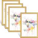 3.5x5 Small Picture Frame Set of 4, Gold Wallet Size Photo Frames for 3.5 x 5, Display Horizontal & Vertical for Desktop and Wall Hanging, Matte Golden Metal Thin Modern (4 Pack)