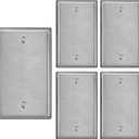 BESTTEN 5 Pack 1Gang Blank Metal Wall Plate with Ｗhite or Clear Plastic Film, No Device Stainless Steel Wallplate, Durable CorrosionResistant Industrial Grade, H4.53” x W2.76”, Brushed Finish