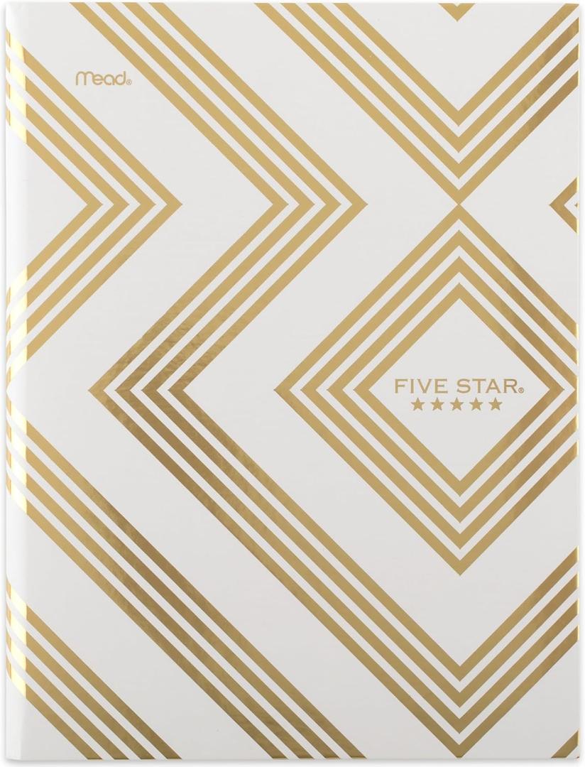 Five Star Composition Book, College Ruled Paper, 7-1/2" x 9-3/4", 80 Sheets, Hardcover, Metallic Gold Geo (850165F-ECM)
