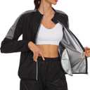LAZAWG Women Sauna Suit Sweat Shirt Long Sleeve Sweat Jackets for Fitness Gym Running Exercise Slimming (Small, Zip Black)