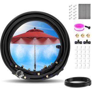 Keten 72FT Misting Cooling System, 59FT(18m)+Extra 13FT(4m) Misting Line, Misters System for Outdoor Patio Garden Greenhouse Pasture with 18 T-Joints+18 Mist Nozzles+3/4 Brass Adapter