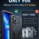 FNTCASE for iPhone 13 Pro Max Case: [Built-in Screen Protector & Kickstand] [Military Grade Drop Protection] Heavy Duty Full Protective Matte Textured Shockproof TPU Rugged Phone Cover - Black