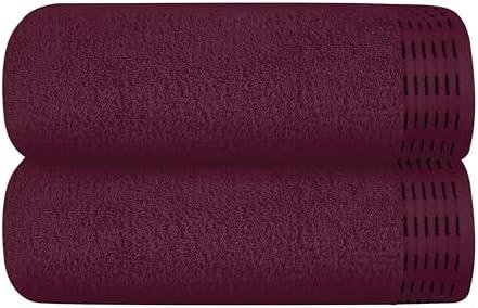 MALLONI HOME Cotton 2 Pack Oversized Bath Towel Set 28x55 inches, Large Bath Towels, Ultra Absorbant Compact Quickdry & Lightweight Towel, Ideal for Gym Travel Camp Pool - Burgundy