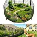 3-Layer Garden Fence with Gate 10 Panel 32in H×23ft L | Reinforced Metal Structure, 4 Locks for 2 Gates, Tight Mesh Block Rabbits, No Dig Easy Assembly, Rustproof For Outdoor Garden