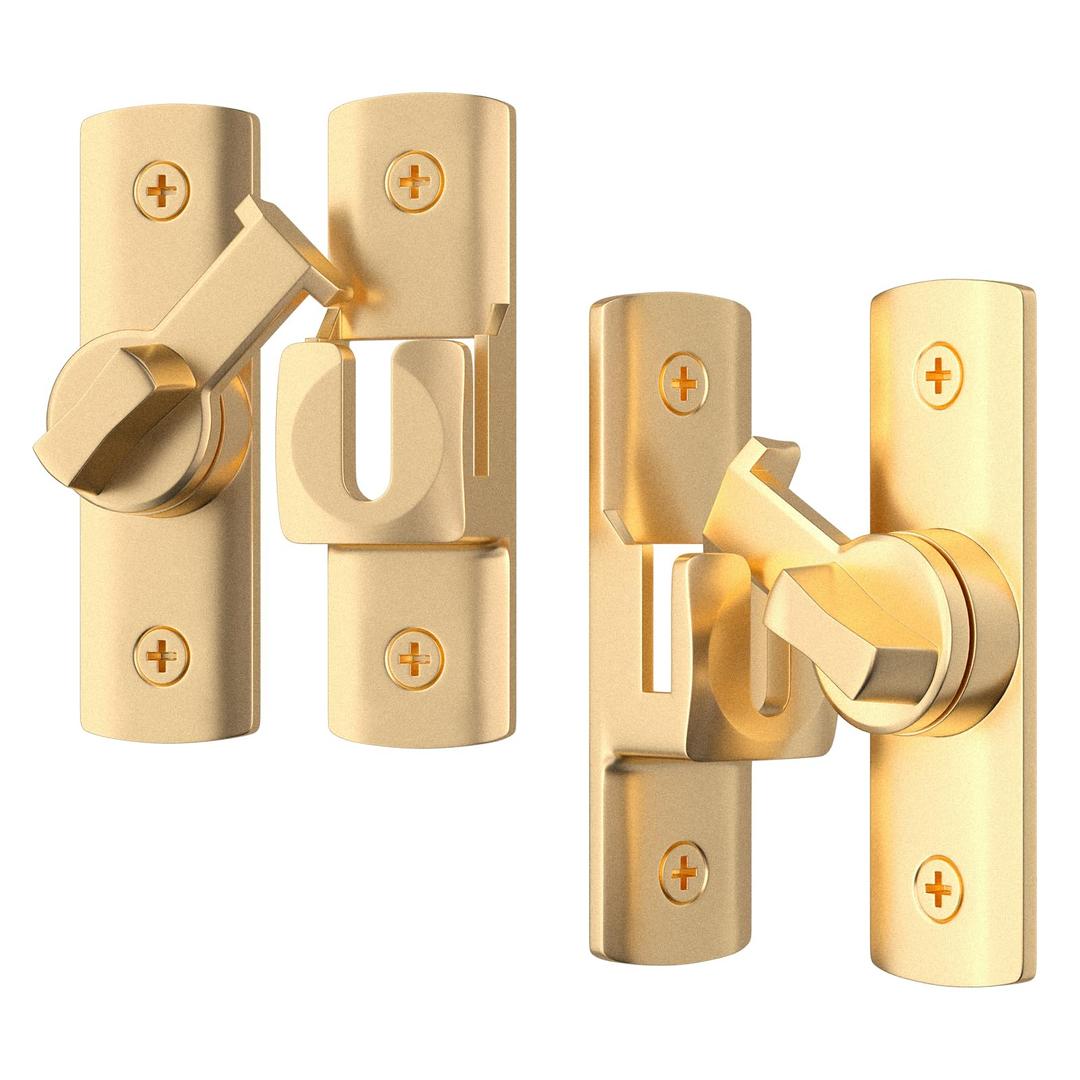 2 Pcs Degree Barn Door Latch, 180/90 Sliding Barn Door Lock，Sliding Gate Latch Lock for Cabinets, Barn Door, Bathroom, Gardenr Doors (Gold)