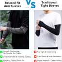 Arm Sleeves for Men, Loose Fit Non-Sticky, Cooling UV Sun Protection Arm Sleeves for Baseball Basketball Golf Hiking, M