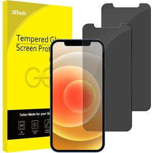 JETech Privacy Screen Protector for iPhone 12/12 Pro 6.1-Inch, Anti Spy Tempered Glass Film, 2-Pack