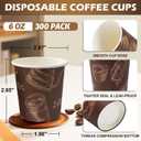 300 Pack 6 oz Disposable Paper Cups, Food Safe Paper Coffee Cups Hot Cold Beverage Drinking Cup for Coffee, Water, Tea, Juice, Espresso