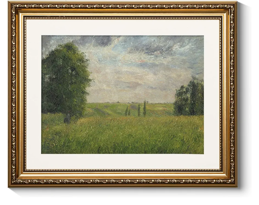 ARPEOTCY Vintage Gold Framed Wall Art Decor, 13x16 inch Wildflower Grassland Landscape Paintings, Vintage Room Decor, Classic Canvas Prints Antique Pictures Frame Victorian Wall Art for Living Room