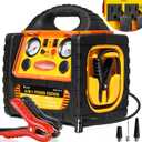 6 in 1 Jump Starter with Air Compressor 260 PSI Tire Inflator, Upgraded 1800A Peak 12V Portable Car Battery Jump Starter, 400 Watt Inverter Power Station with AC/DC/USB Outlets (8.5L Gas/6L Diesel)