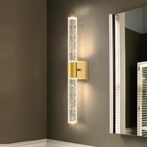 Brushed LED Wall Sconces LED Warm Light Interior Glam Crystal Wall Light Hardwired Gold (1 pack)
