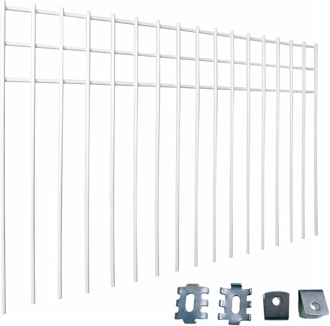 24x15-inch No Dig Animal Barrier Fence, 20 Pack White Dig Protective Fence with 2 inch Spike spacing, Dog/Rabbit/Groundhog Underground Defense, for Outdoor Garden Patio