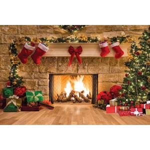SJOLOON 15x10FT Christmas Photography Backdrops Child Christmas Fireplace Decoration Background for Photo Studio 11209
