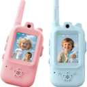 Video Walkie Talkies for Kids, Handheld 2 Pack Rechargeable Video Intercom Kids Walkies Talkies, Indoor Outdoor Toys for Family Games, Outside, Camping, Hiking for Boys Girls Ages 3-12 (Blue/Pink)
