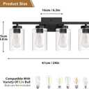 IZORRO Modern Bathroom Light Fixtures, 4 Light Black Vanity Lights, Bathroom Lighting Fixtures Over Mirror with Clear Glass for Living Room Cabinet Bedroom
