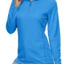 MAGCOMSEN Women's Shirts Long Sleeve 1/4 Zip UPF50+ UV Sun Protection Quick Dry Workout Hiking Athletic Shirts Rash Guard (Azure) S