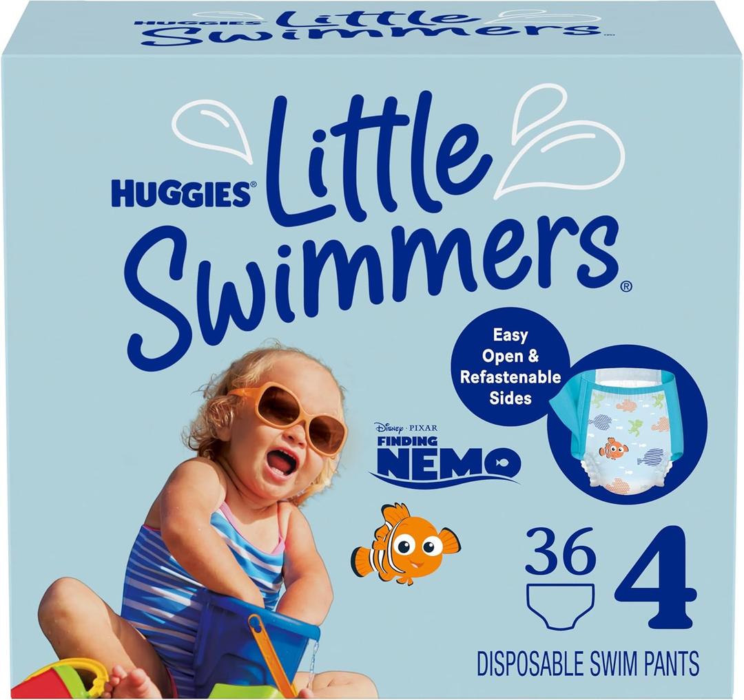 Huggies Little Swimmers Disposable Swim Diapers, Size 4 (24-34 lbs), 36 Ct (2 packs of 18), Packaging May Vary (Medium)