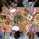 100Pcs Mexican Fiesta Party Plates 10" x 12" Large Disposable 400 GSM Heavy Duty Mexican Floral Stripes Oval Paper Plates Cinco De Mayo Decorations for Baby Shower Mexico Taco Party Supplies