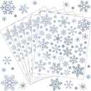 264 PCS Winter Glitter Stickers, Winter Snowflake Stickers Silver Xmas Self-Adhesive Christmas Sticker Glitter Crystal Decals for Xmas Holiday Envelope Party Favor 6 Sheets