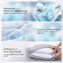 Cooling Adjustable Pillow for Side Sleepers, Silver Infused Bed Pillow, Cool Soft Firm Pillow for Hot Sleepers, Back & Stomach Sleepers, Self-Cleaning Technology for 3X Freshness Sleep, Grey1