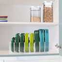 Bawuie Lid Organizer for Food Storage Container, Plastic Lid Holder with 7 Adjustable Dividers for Kitchen Pantry Cabinet and Drawer, Countertop Cupboard Lid Organization, Medium, Clear