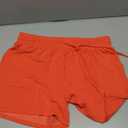 Womens Ribbed Pajama Sets Long Sleeve Top and Shorts, Matching Lounge Set, Loungewear Sweatsuit with Pockets, Color Orange, Size XL