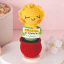 4 x Teacher Appreciation Gift  Crochet Sunflower Plush with Thank You for Helping Me Grow, Handmade Flower Desk Decor, End of Year Graduation Birthday for Teachers, Colleagues, Women