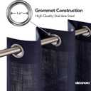 Deconovo Faux Linen Grommet Linen Look Panels Solid Window Curtains for Bedroom Semi Sheer Curtains Navy Blue 52x63 Inch 2 Panels