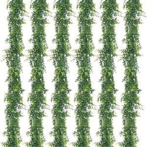 Artflower 6 Pack Artificial Eucalyptus Garland, 5.9Ft/pcs Faux Eucalyptus Vines Greenery Garland Fake Eucalyptus Plant Wedding Backdrop Arch Wall Table Party Festival Decor, Grey Green