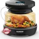 Nuwave Infra-Red Primo Grill Oven, Integrated Smart Thermometer, Nonstick Grill Bottom & Convection Top for Surround Cooking, Cook Fresh or Frozen, Durable Power Dome Included (Black)