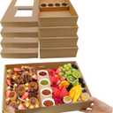 Heavy Duty Cardboard Pastry Boxes, Charcuterie Board Boxes with Lids 10PK, Disposable Catering Serving Platters for 5-8 People, Sturdy Takeout Containers for Picnic & Food To-Go 15"x10"x3.5"