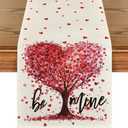 2 x Valentines Day Table Runner for Valentines Day Decor Table, Valentine Runner for Dining Kitchen Table, Table Runner Hearts, 13x72 Inch (Be Mine Heart Tree)