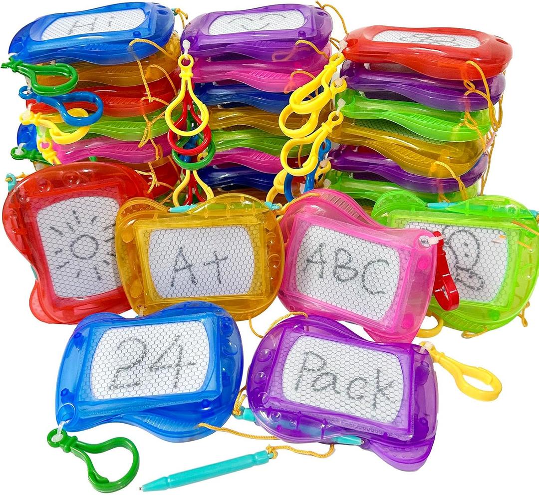 24 pack Mini Magnetic Drawing Board keychain for backpack Erasable Sketch Toys bulk for Kids classroom Christmas gifts rewards party favors Goodie Bag Stocking (24 pcs draw keychain)
