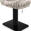 Modern Scratching Post for Indoor Cats - 15 High Cat Scratching Post with Bed Breeds - 15.7 x 11.6 Removable & Washable Cushion (Black Post with Gray Bed)