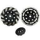 4 1/2 Inch Segment & Double Row Diamond Cup Wheel 2pcs for Grinding and Cleaning Surface Stone Concrete Granite Marble Masonry Brick with 5/8-11 Threaded Angle Grinder Wheels Cup