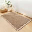 GRLYUH Waffle Bath Mat - Boho Bathroom Rugs Non Slip Washable, Super Absorbent & Quick Dry, Soft Bath Mat Farmhouse Bathroom Decor, 20'' x 32'', Khaki