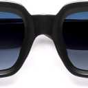 SOJOS Trendy Retro Rectangle Polarized Sunglasses Men 90s Vintage Square Womens Sunnies Shades SJ2388 (Black Frame Blue Grading Lens)