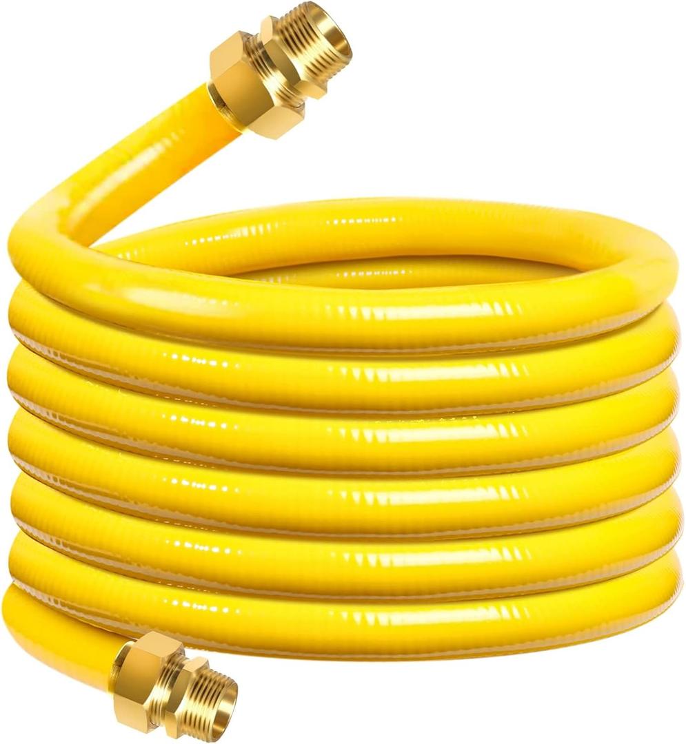 CSST Corrugated Stainless Steel Tubing 100 Ft 1/2" Flexible Natural Gas Line Pipe Propane Conversion Kit Grill Hose with Male Adapter Fittings