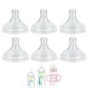 Silicone Nipple for Dr. Brown's Natural Flow Level 2 Wide-Neck Baby Bottle, 3m+, Medium Flow, 6 Count