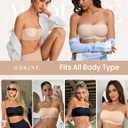 Strapless Bras for Women No-Slip Bandeau Push Up Wireless Comfy Seamless No Underwire Padded Jelly Tube Top Bra (Beige), M