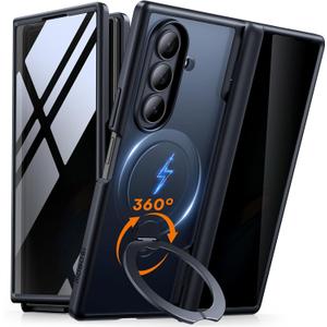 MOBOSI for Z Fold 7 Case with Rotatable Ring Stand & Privacy Screen Protector, Compatible with Magsafe, 18FT MIL-Grade Protection, Magnetic Shockproof Slim Case for Samsung Galaxy Z Fold7, Black