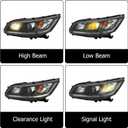 Headlight Assembly Replacement for Accord 2013 2014 2015 Headlight Assembly without DRL Headlamps Pair Left and Right Side Headlight Replacement for 33100T2AA01 33150T2AA01 HO2502151 HO2503151