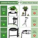 MOKANI Metal Plant Stand Indoor Outdoor for Multiple Plants, 3 Tiered Folding Corner Shelf Tall Flower Pot Holder Display Rack for Patio Living Room Balcony Garden, Black
