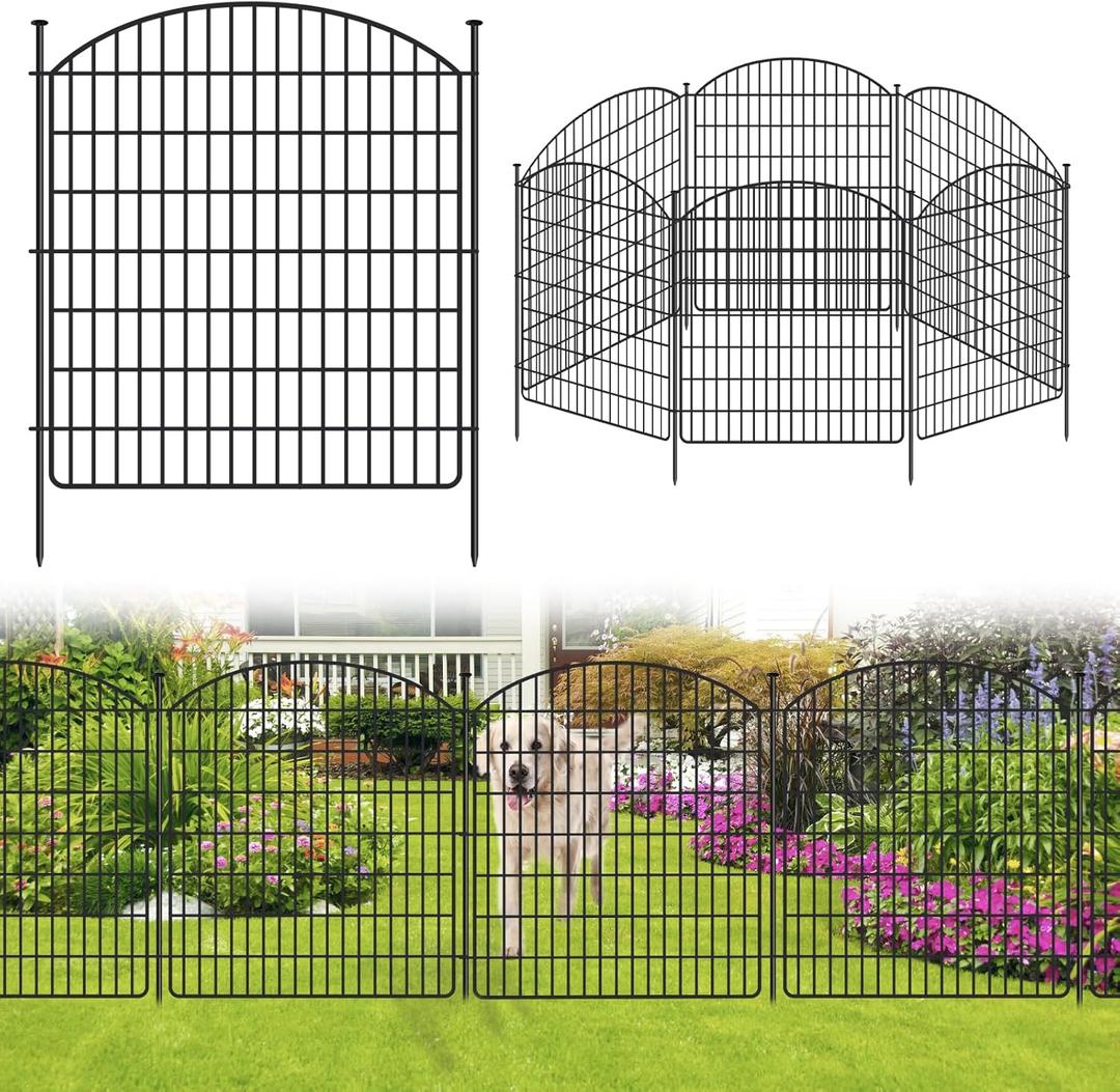 16 Panels No Dig Garden Fence, 32in x 38.6ft Decorative Dog Fence Outdoor for Yard, Tall Animal Barrier Fence Rustproof Metal Wire Garden Edging Border, Temporary Fence for Outdoor, Patio